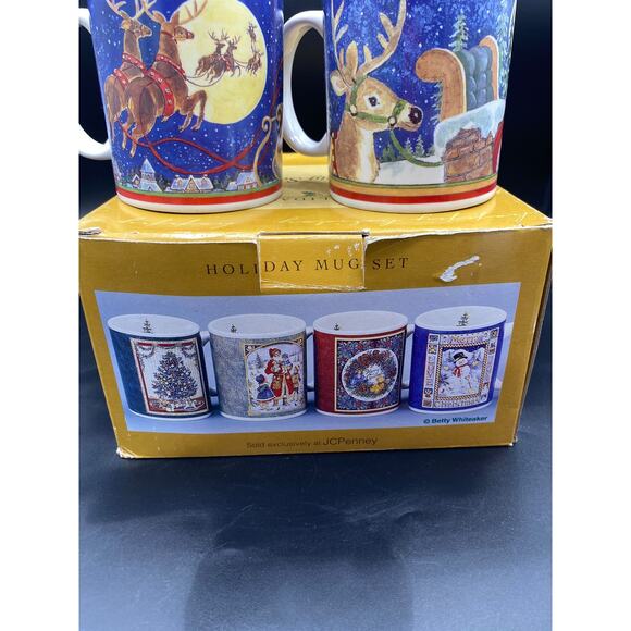 3 Mugs Vtg JC Penney 1999 Holiday Christmas Mug Set Betty Whiteaker United Way - Picture 2 of 6